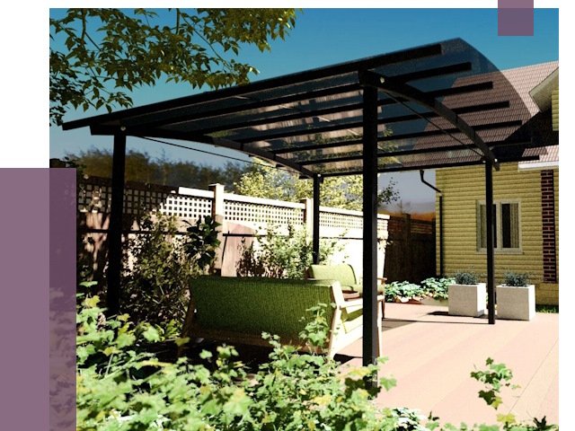 Навесы для террасы в Чебаркуле от 13690 руб. под ключ | ПРОЛЁТ-Чбр