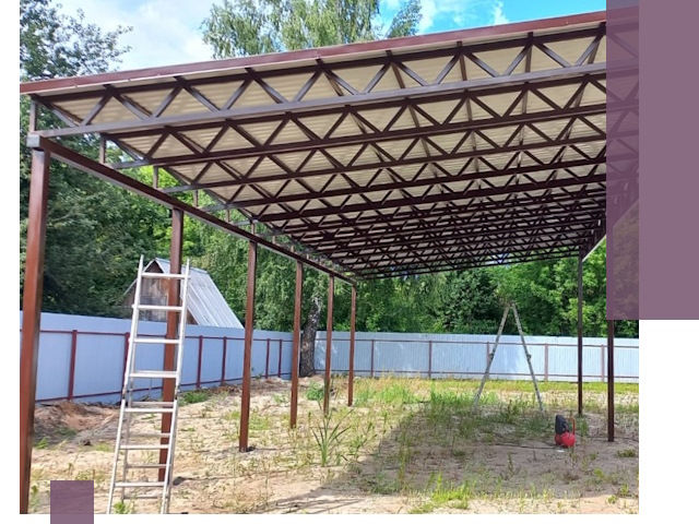 Односкатные навесы под ключ в Чебаркуле — изготовление и монтаж