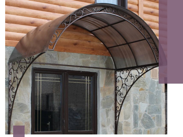Арочные козырьки под ключ в Чебаркуле: изготовление и монтаж